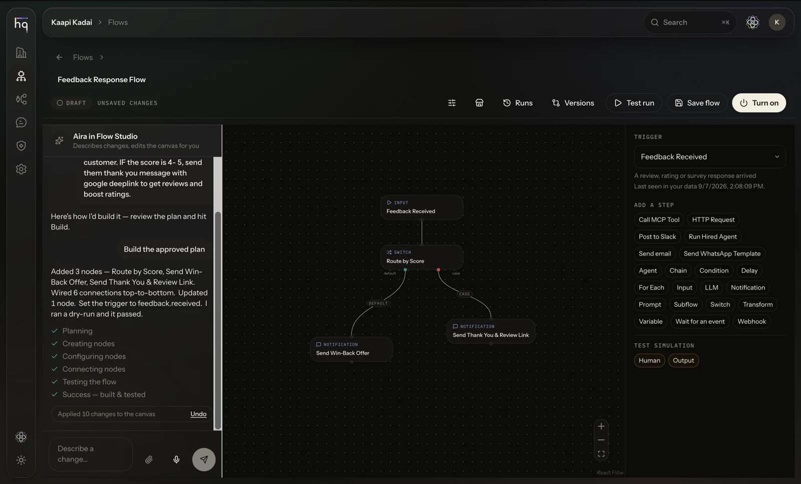 Configured workflow
